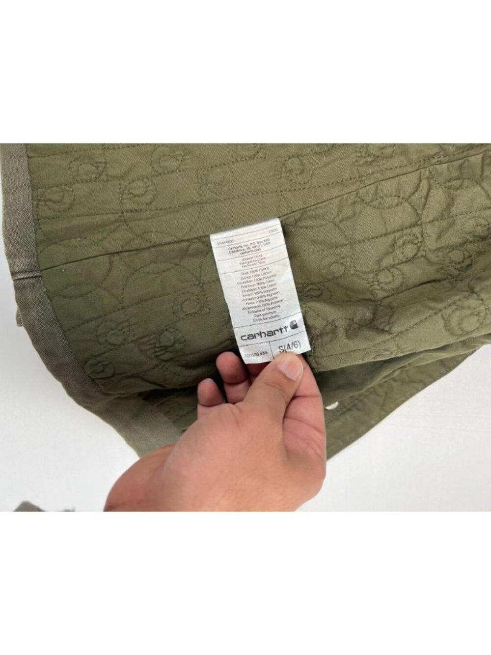 Carhartt Women S4/6 Canvas Hooded Jacket Quilted Lined Olive Green Utility Parka - Picture 4 of 10